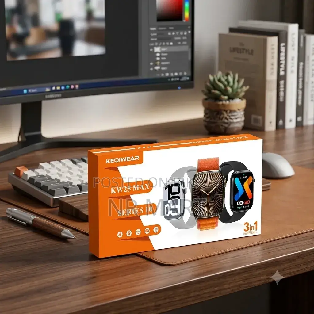 KEQIWEAR KW25 MAX Smart Watch (3 Strap Combo)