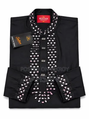 Premium Black Panjabi | Full Sleeve | Size 44 (XL)