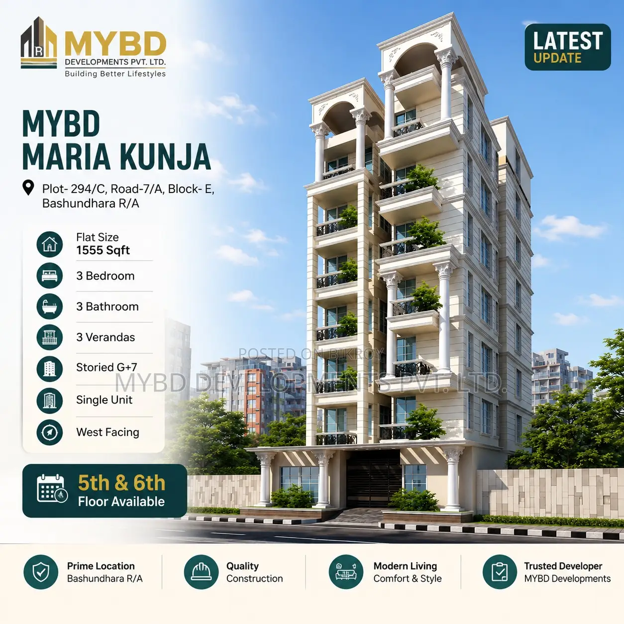 3-bedroom Apartment in Mybd Maria Kunja, Basundhara for sale