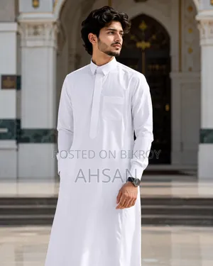 Premium White Saudi Arabian Jubba | Full Sleeve Thobe for Men