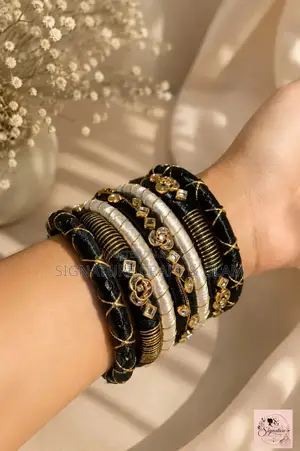 A piece of royalty in silk thread and stone work.