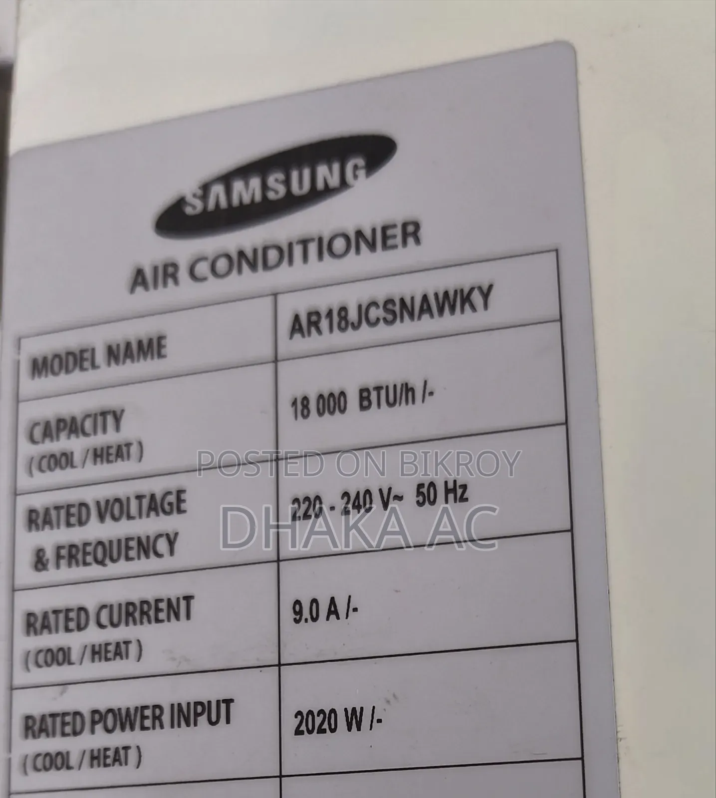 Samsung AC 1.5 Ton