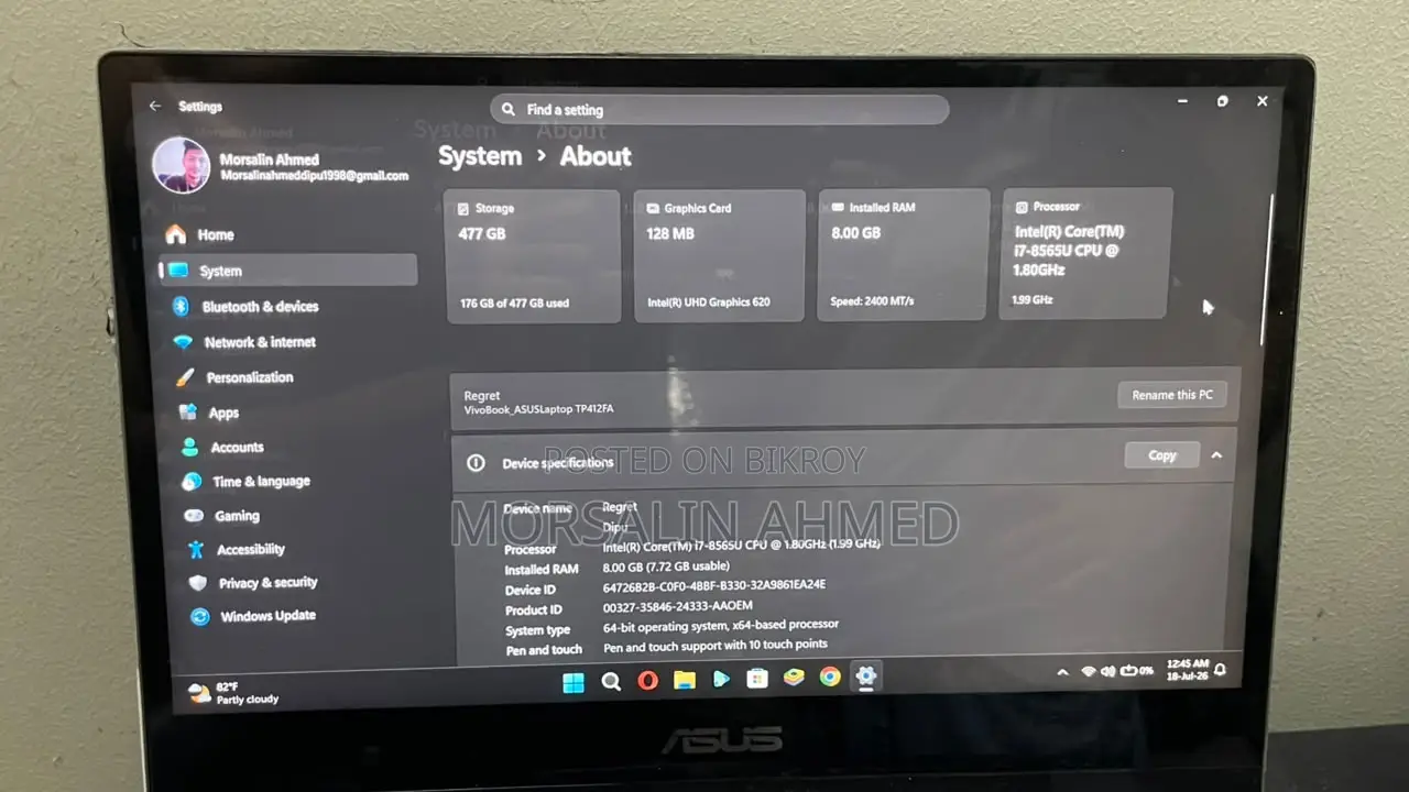 Laptop Asus Vivobook 14 8GB Intel Core i7 SSD 512GB