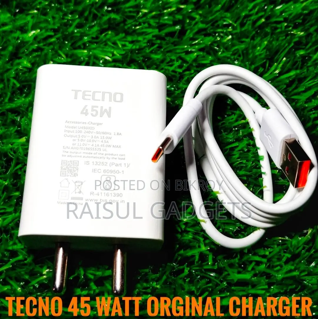 TECNO Original 45W Super Fast Charger (Adapter + Cable)