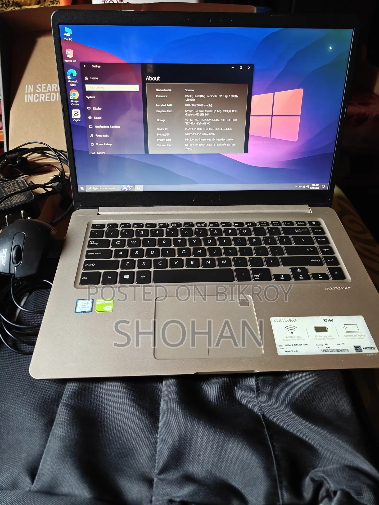 Laptop Asus VivoBook 15 X510UQ 8GB Intel Core i5 HDD+SSD 1T