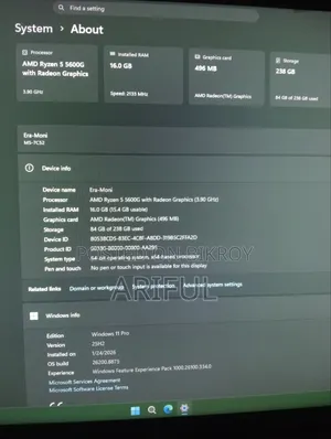 Desktop Computer MSI model 16GB AMD Ryzen 5 SSD 256GB