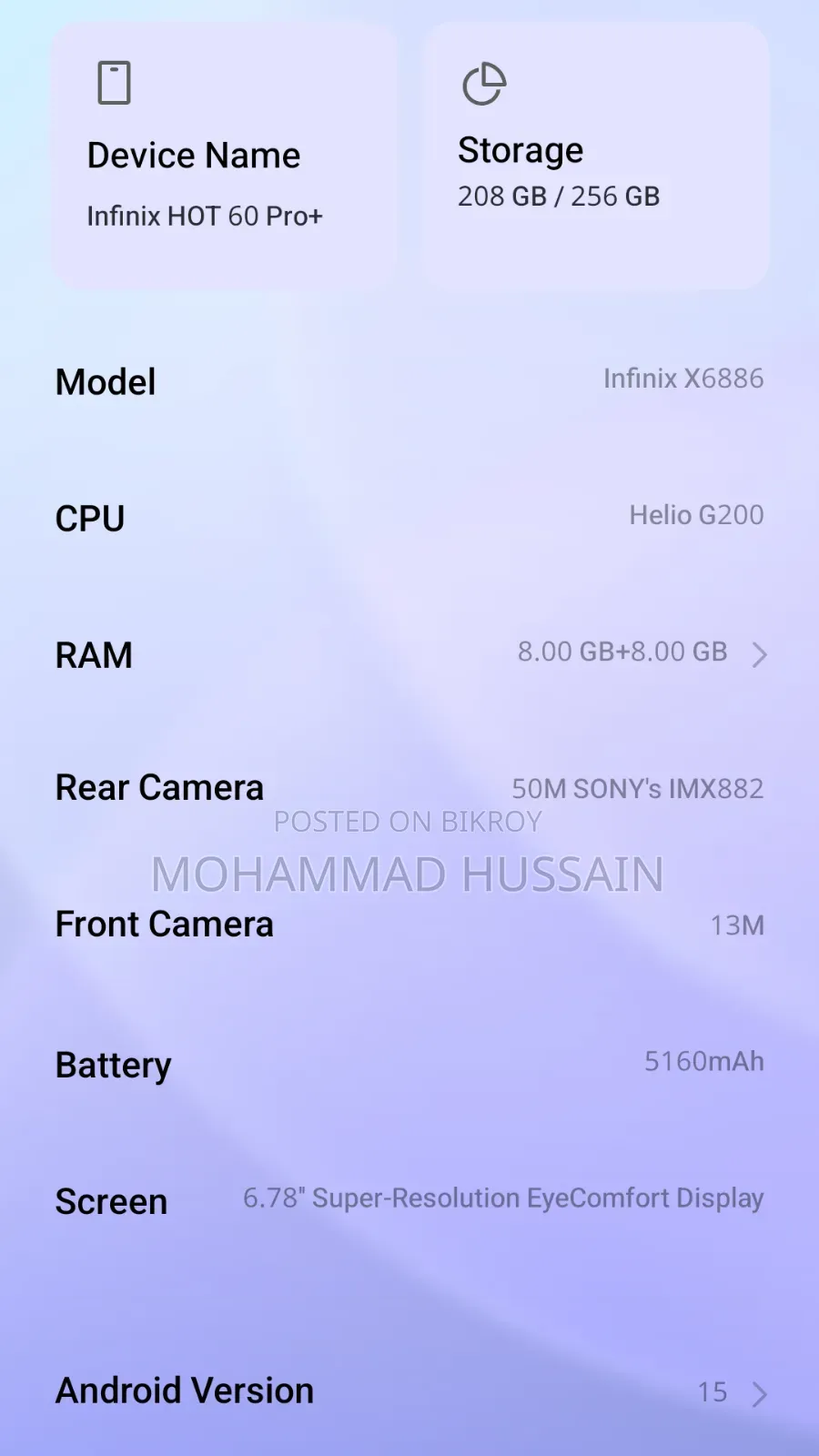 Infinix Hot 60 Pro+ 256 GB Silver