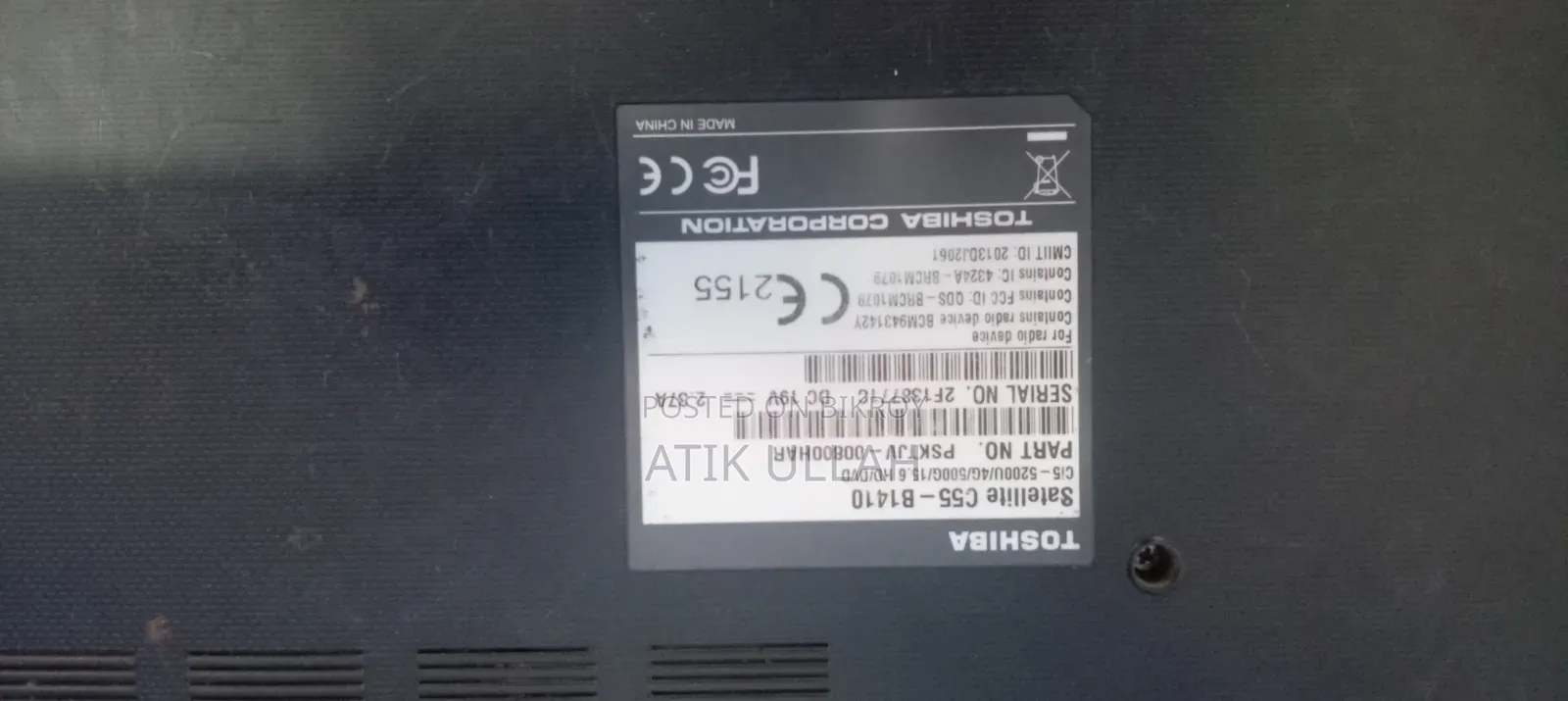 Laptop Toshiba Satellite C55 4GB Intel Core i5 SSD 250GB