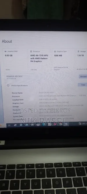 Laptop HP 8GB AMD A6 SSD 256GB