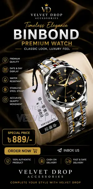 Binbond 2521 Men Luxury Fashion Stainless Steel Waterproof Quartz