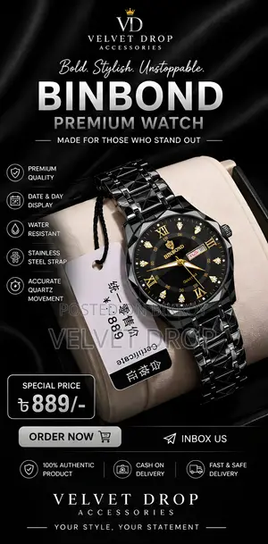 Binbond 2521 Men Luxury Fashion Stainless Steel Waterproof Quartz