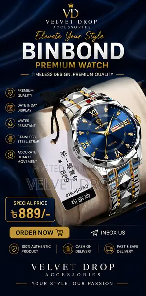 Binbond 2521 Men Luxury Fashion Stainless Steel Waterproof Quartz
