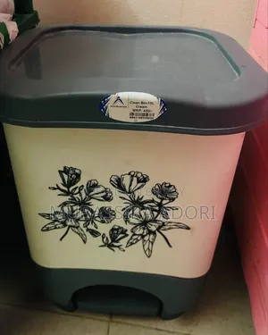 A shoe rack and a trash bin for sale