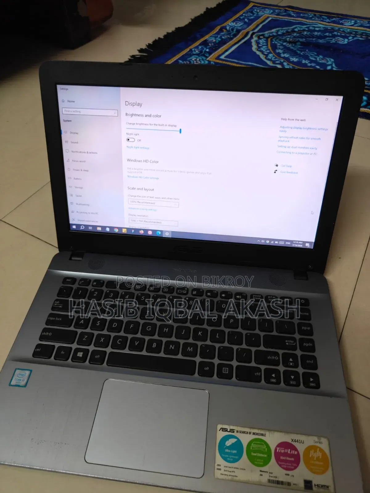 Laptop ASUS X44C 12GB Intel Core 3 SSD 256GB