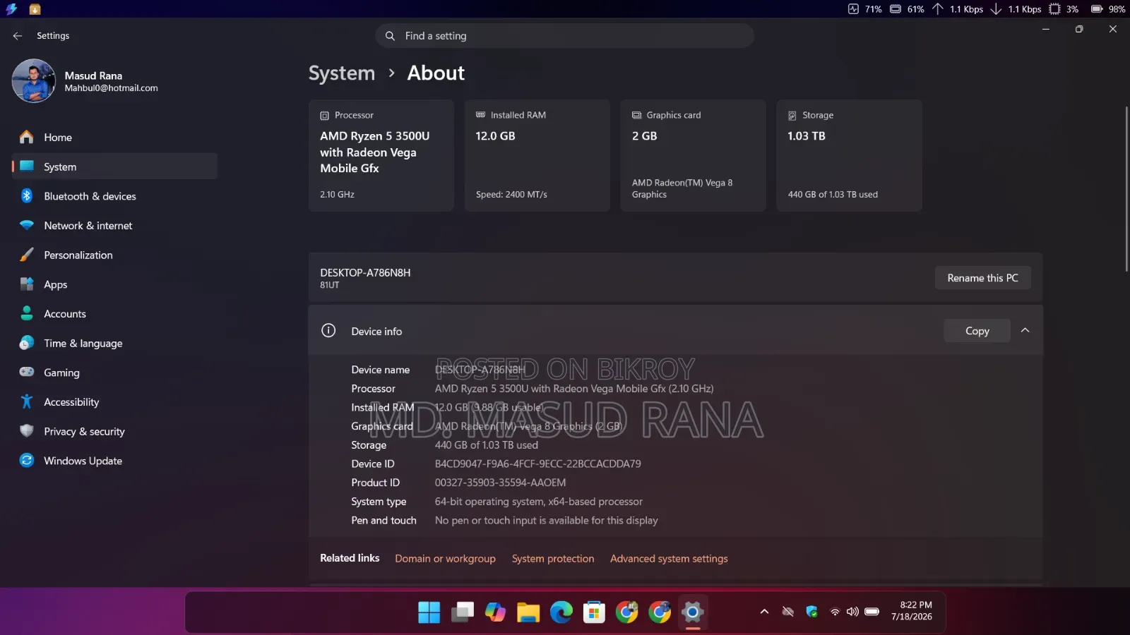 Laptop Lenovo IdeaPad S145 12GB AMD Ryzen 5 HDD 1T
