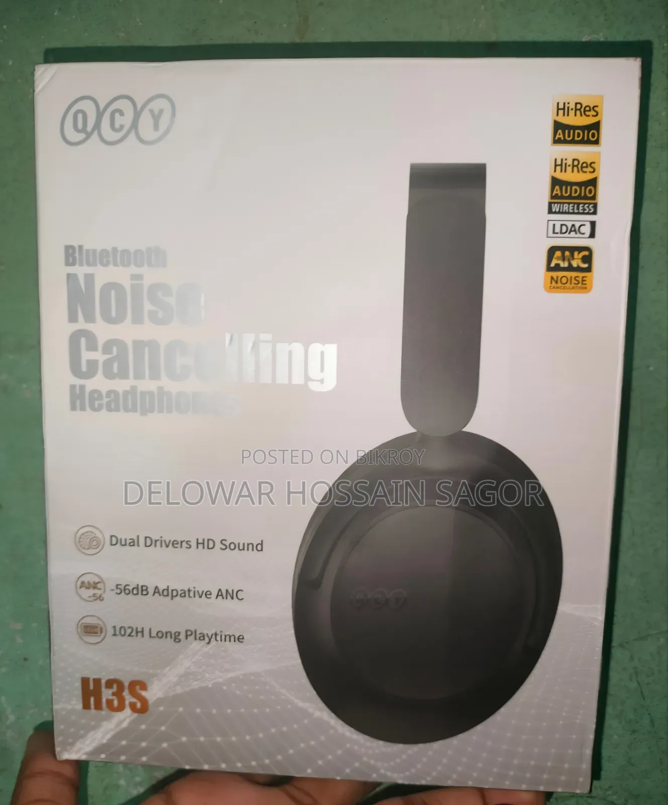 QCY H3S ডুয়াল ড্রাইভার -৫৬ডিবি এএনসি ওভারহেড হেডফোন