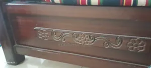 6/7 feet bed for sale with mattress and cushion