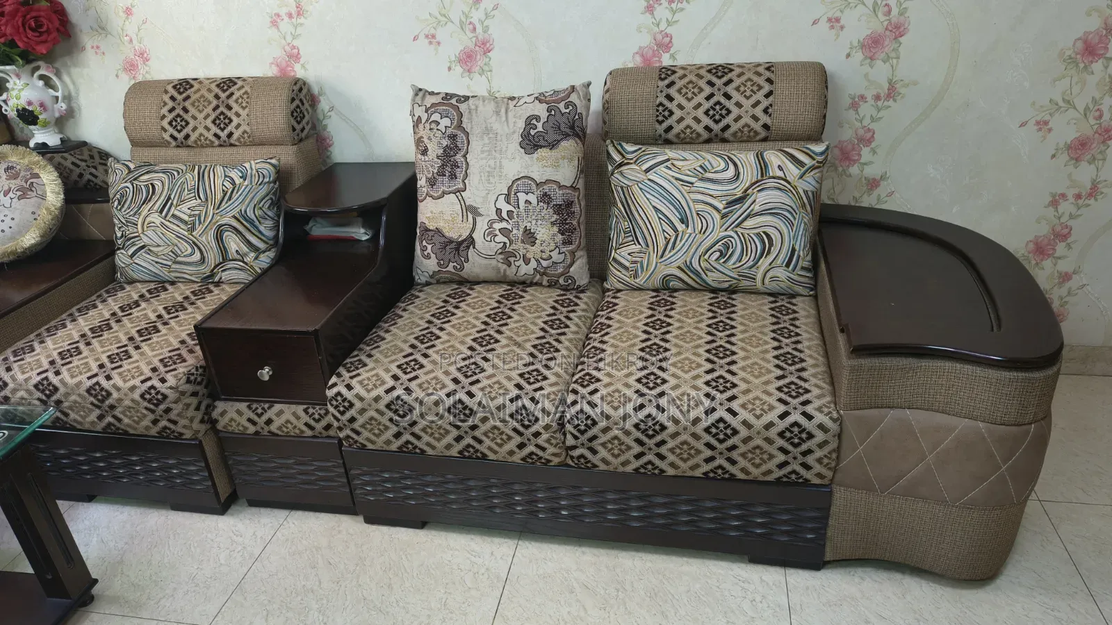 L Shape Canadian Wood Sofa Set.
