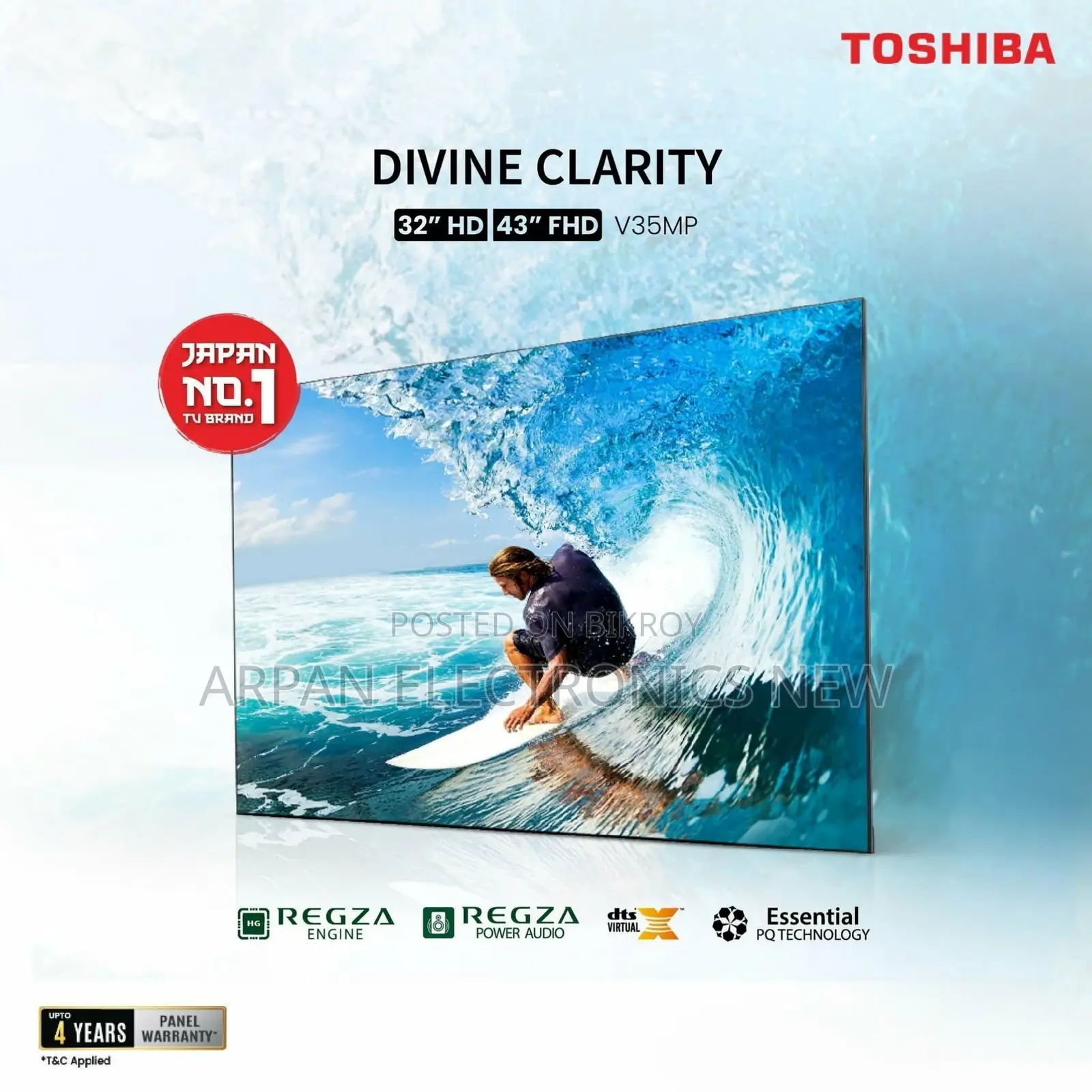 Toshiba 32′′ 32V35RP HD Smart TV Netflix/YouTube/Prime Video