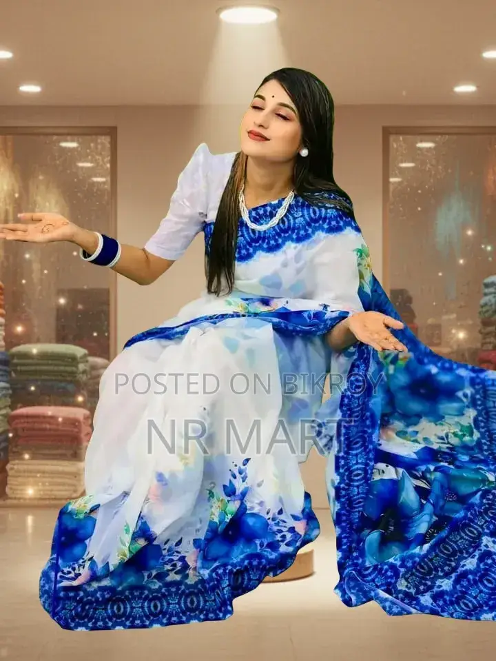চান্দেরী সিল্ক ডিজিটাল প্রিন্ট শাড়ি