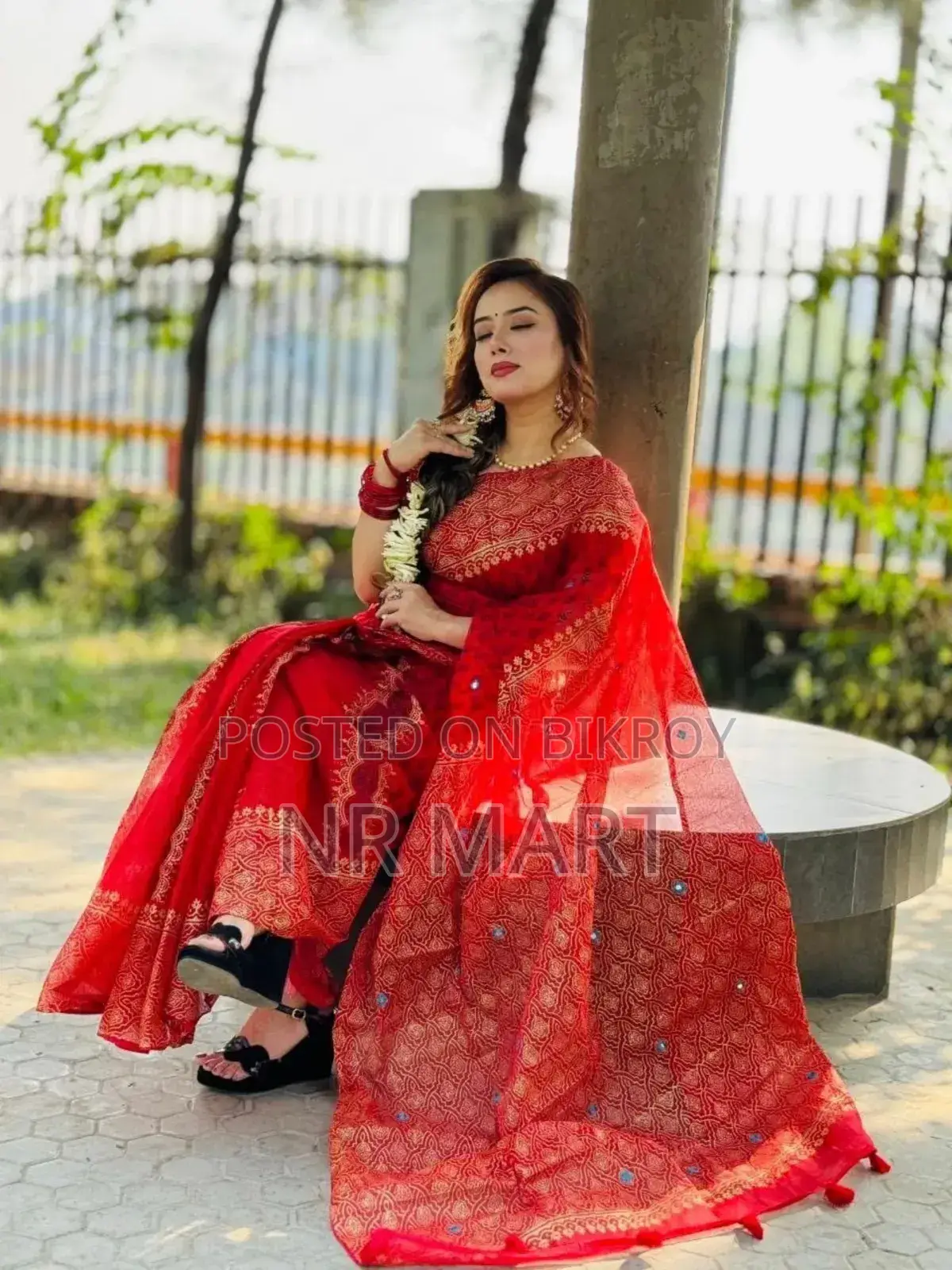 Premium Block Print Semi-Muslin Saree