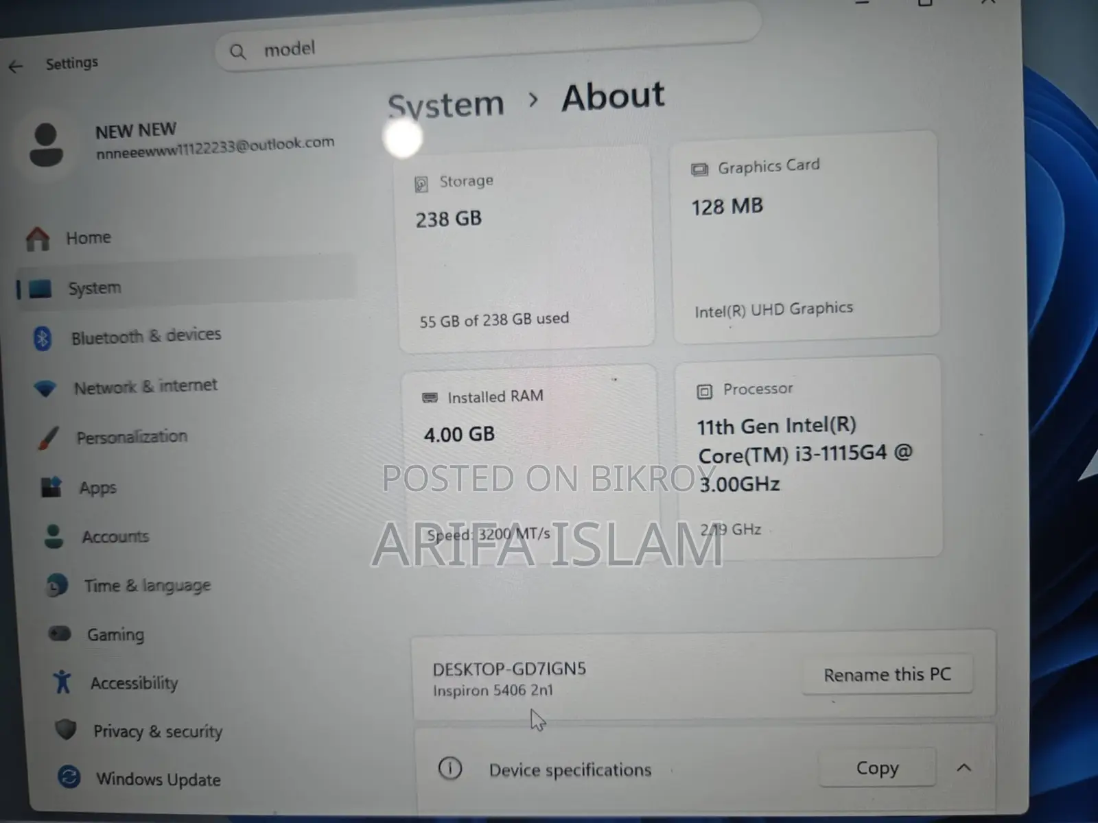 Laptop Dell Inspiron 14 4GB Intel Core I3 SSD 256GB