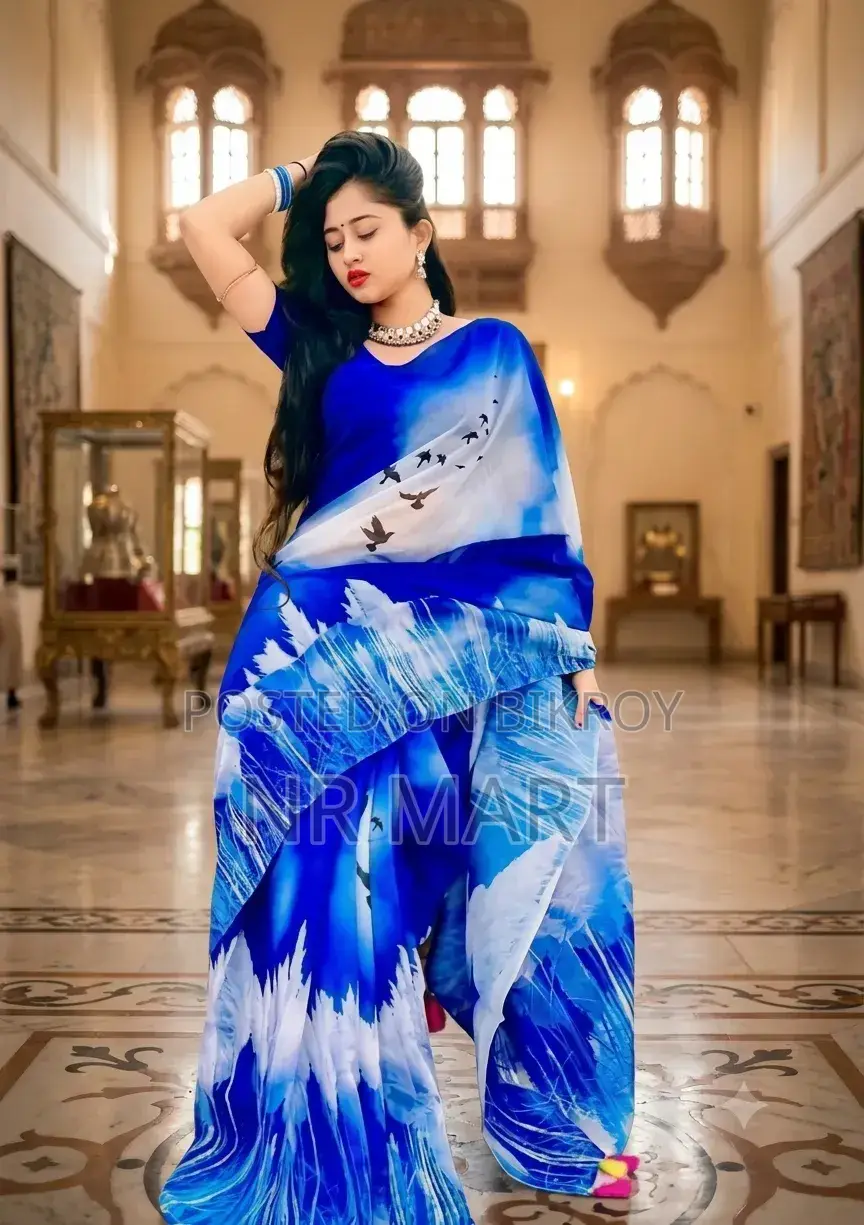 প্রিমিয়াম ডিজিটাল প্রিন্টের চান্দেরী সিল্ক শাড়ি