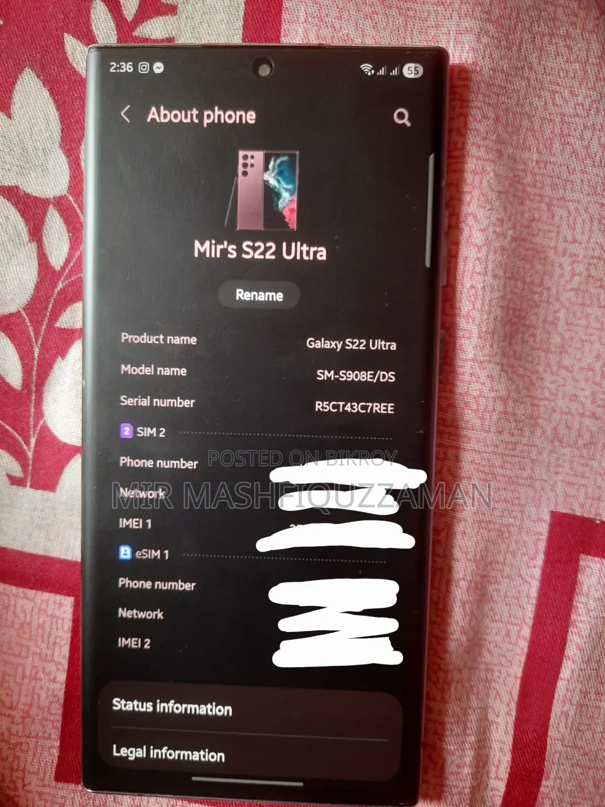 Samsung Galaxy S22 Ultra 256 GB Rose Gold