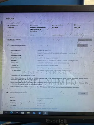 Desktop Computer 4GB RAM 512GB SSD