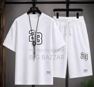 White Premium T-Shirt and Shorts Co-ord Set