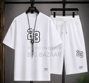 White Premium T-Shirt and Shorts Co-ord Set