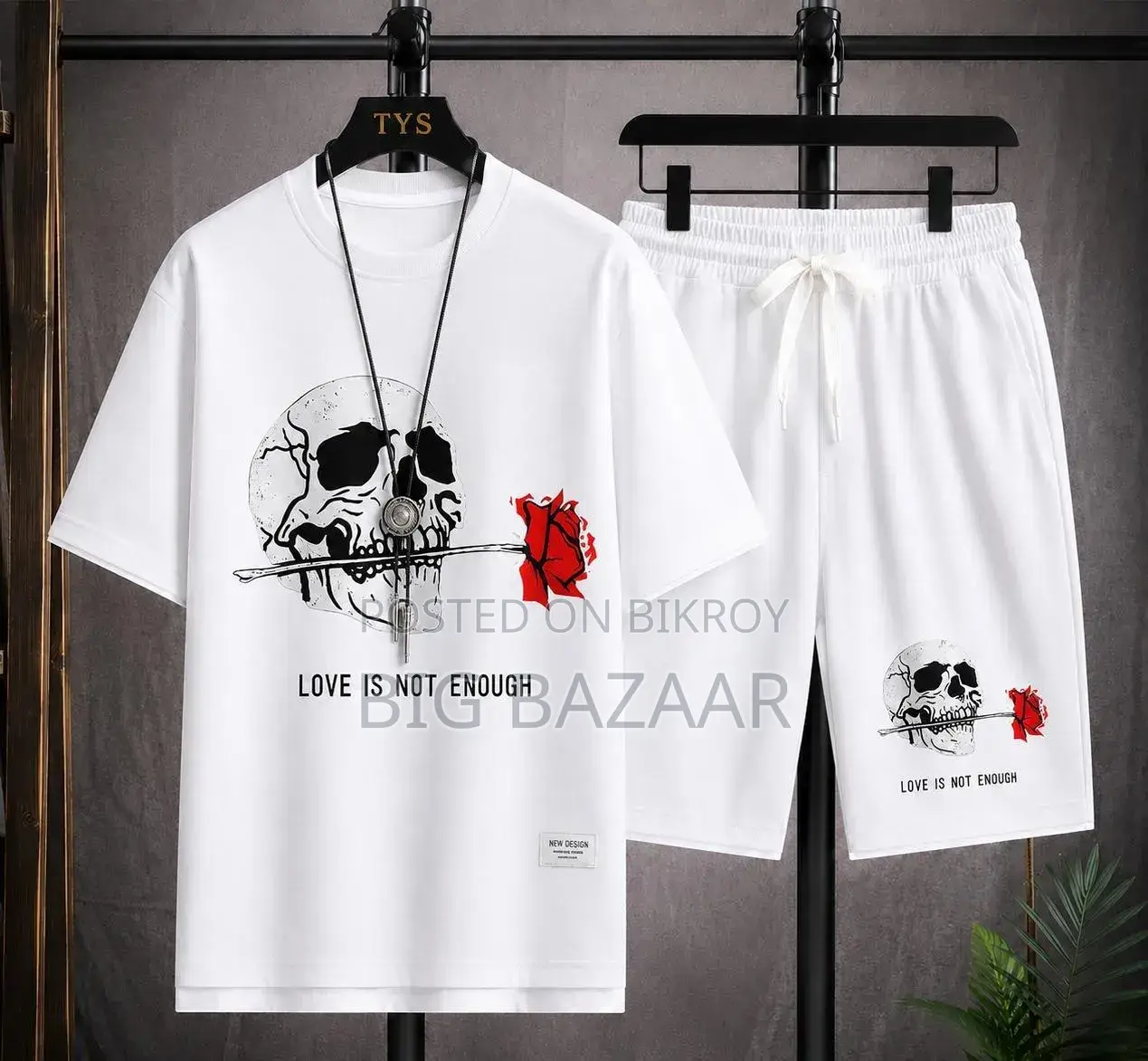 White Premium T-Shirt and Shorts Co-ord Set