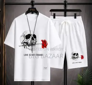White Premium T-Shirt and Shorts Co-ord Set