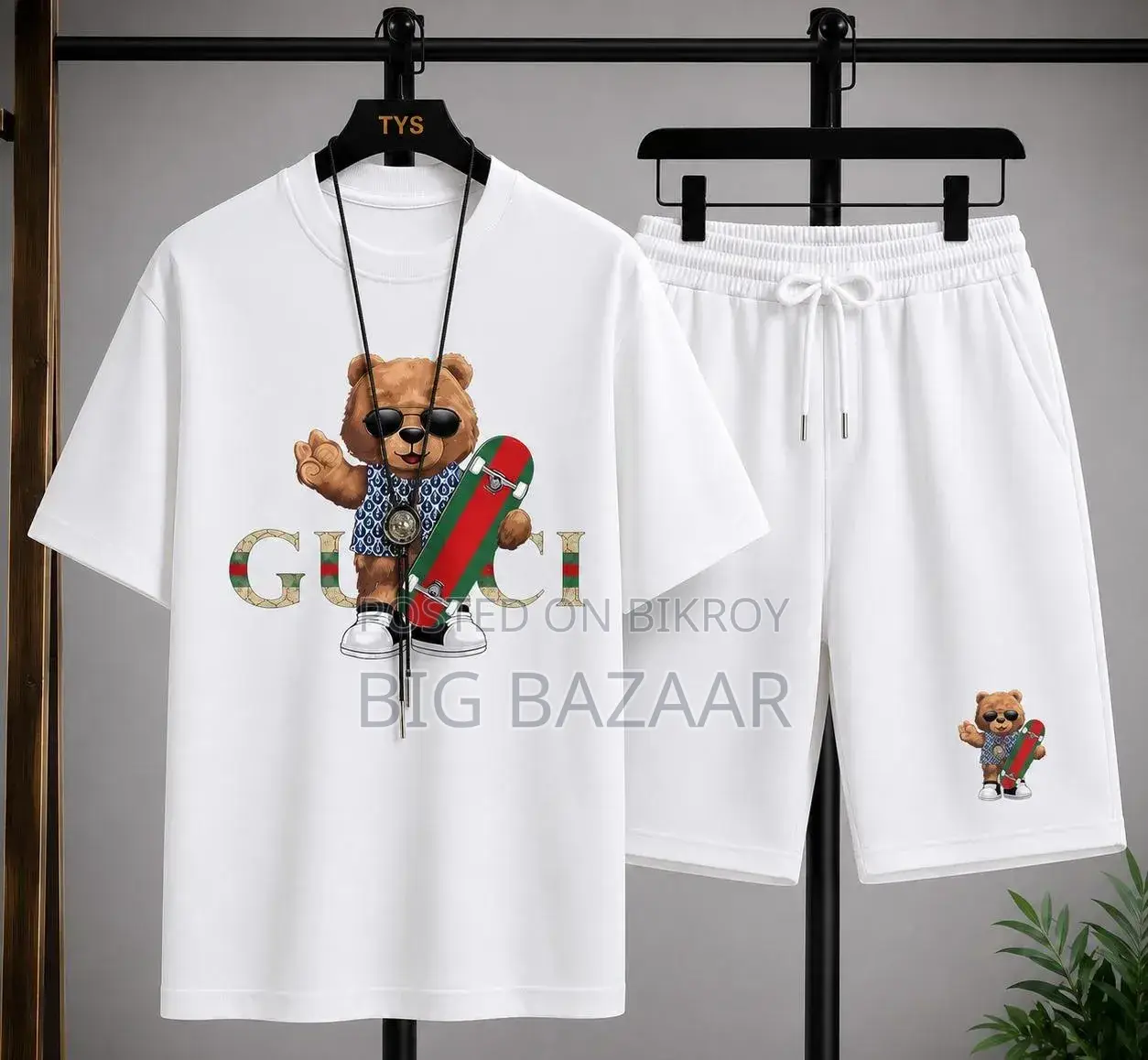 White Premium T-Shirt and Shorts Co-ord Set