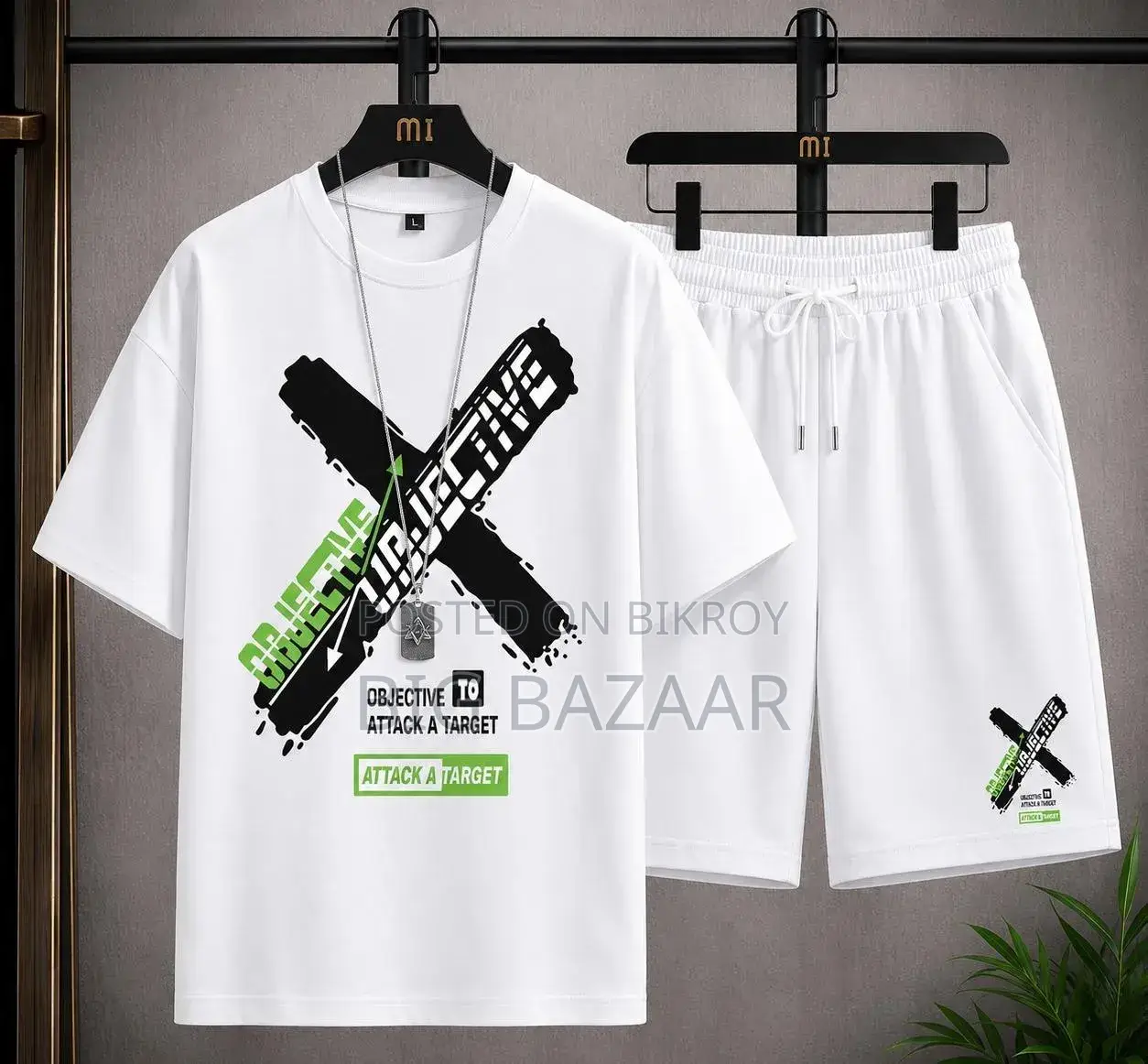 White Premium T-Shirt and Shorts Co-ord Set