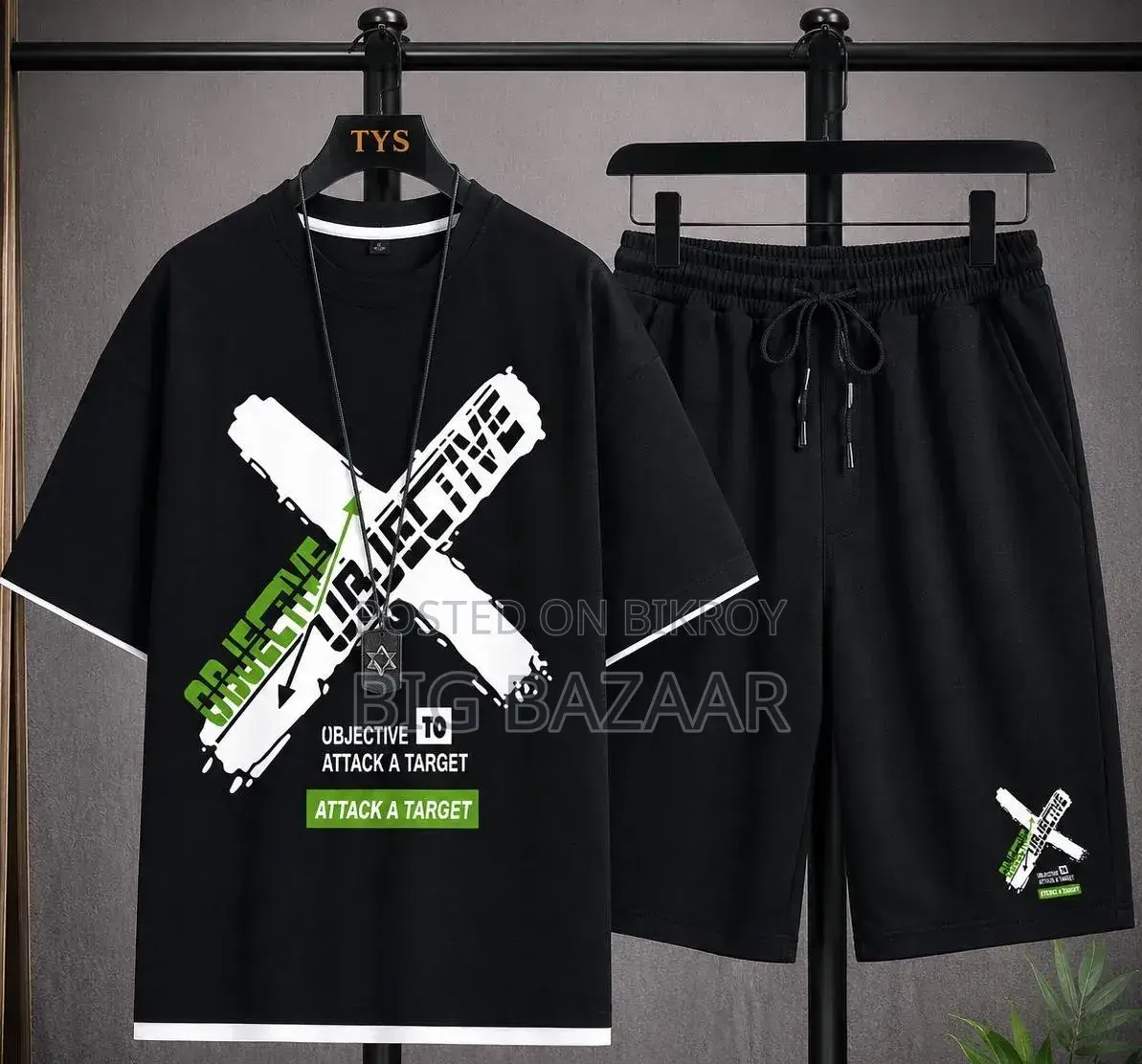 Black Premium T-Shirt and Shorts Co-ord Set
