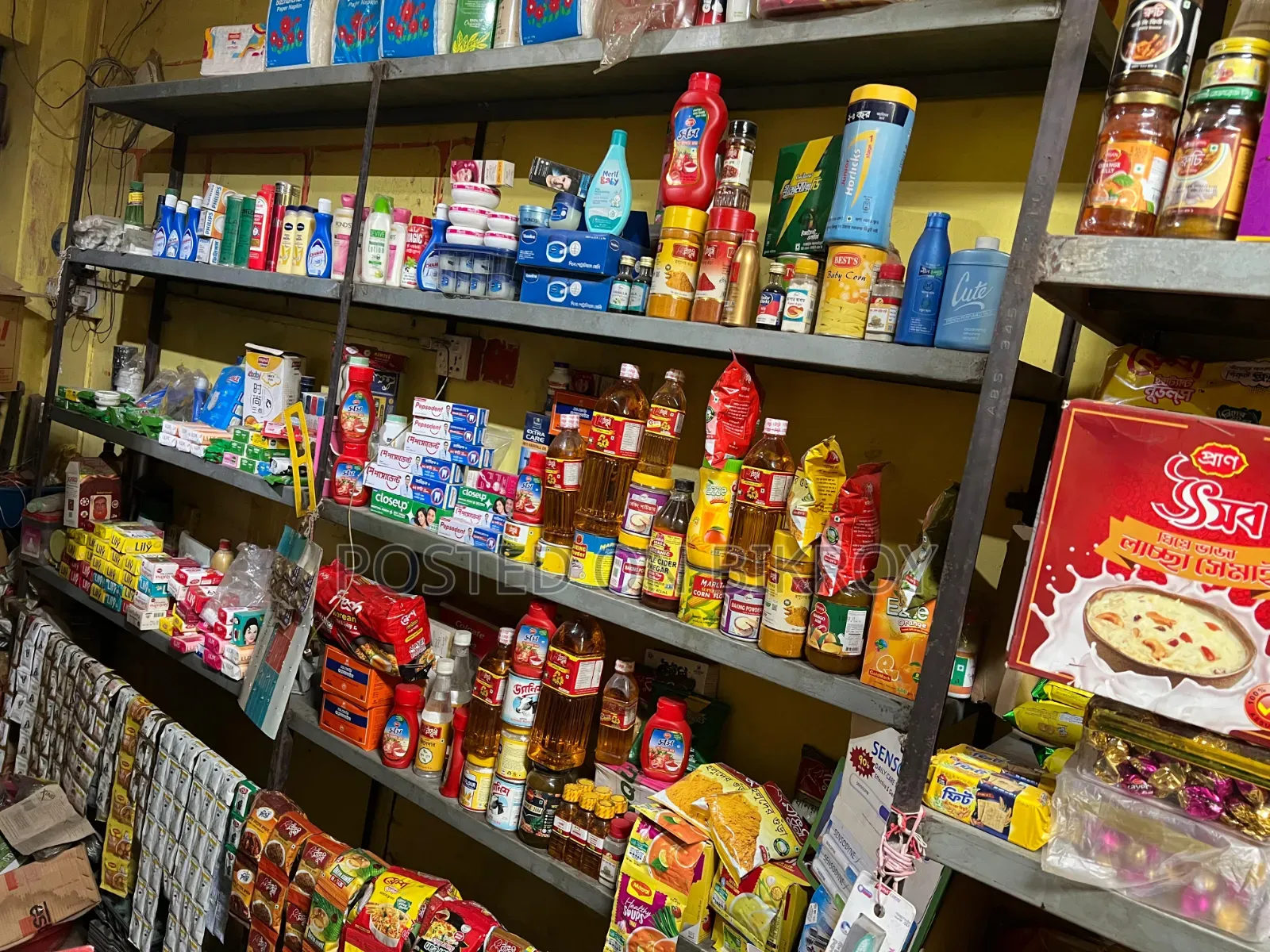 Grocery store rack and goods