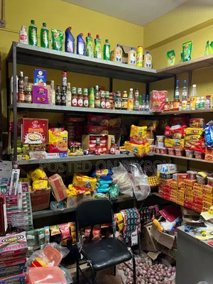 Grocery store rack and goods