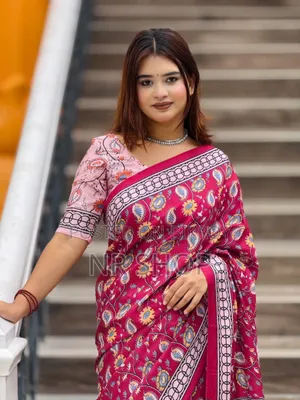 Digital Print Topetor Silk Saree with Blouse Piece