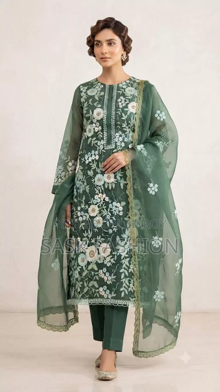 Sapura Muslin Unstitched 4-piece, all-over embroidery work.