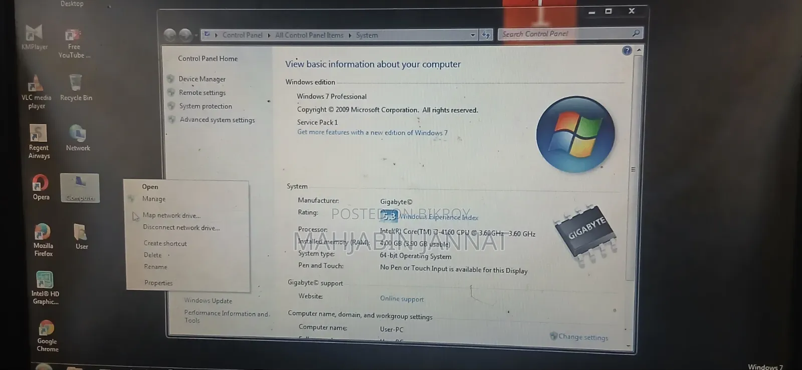 Desktop Computer Acer 4GB Intel Core I3 HDD 500GB