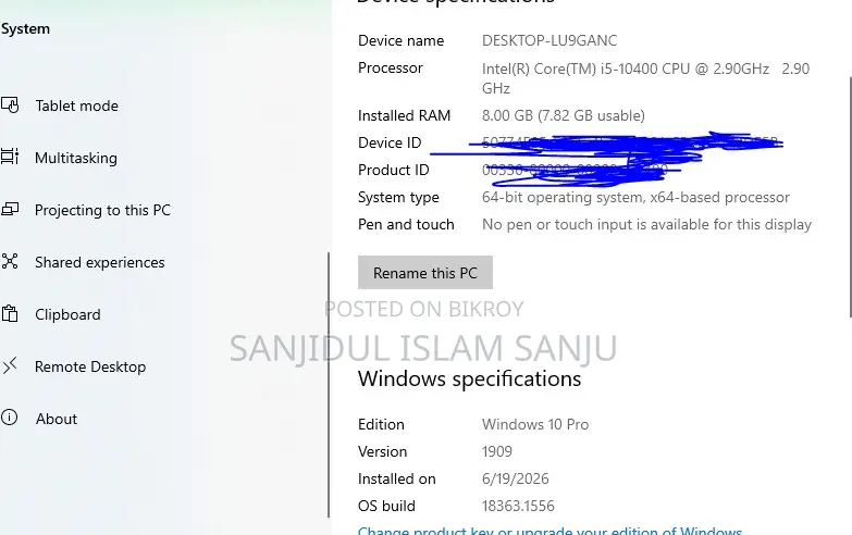 Desktop Computer Asus 8GB Intel Core i5 SSD 500GB