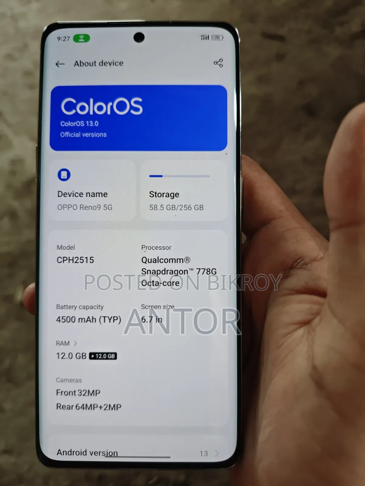 Oppo Reno9 256 GB Gray