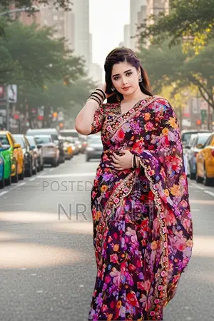 Premium Digital Print Saree with Blouse Piece
