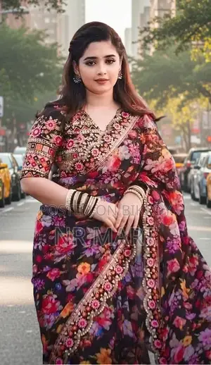 Premium Digital Print Saree with Blouse Piece