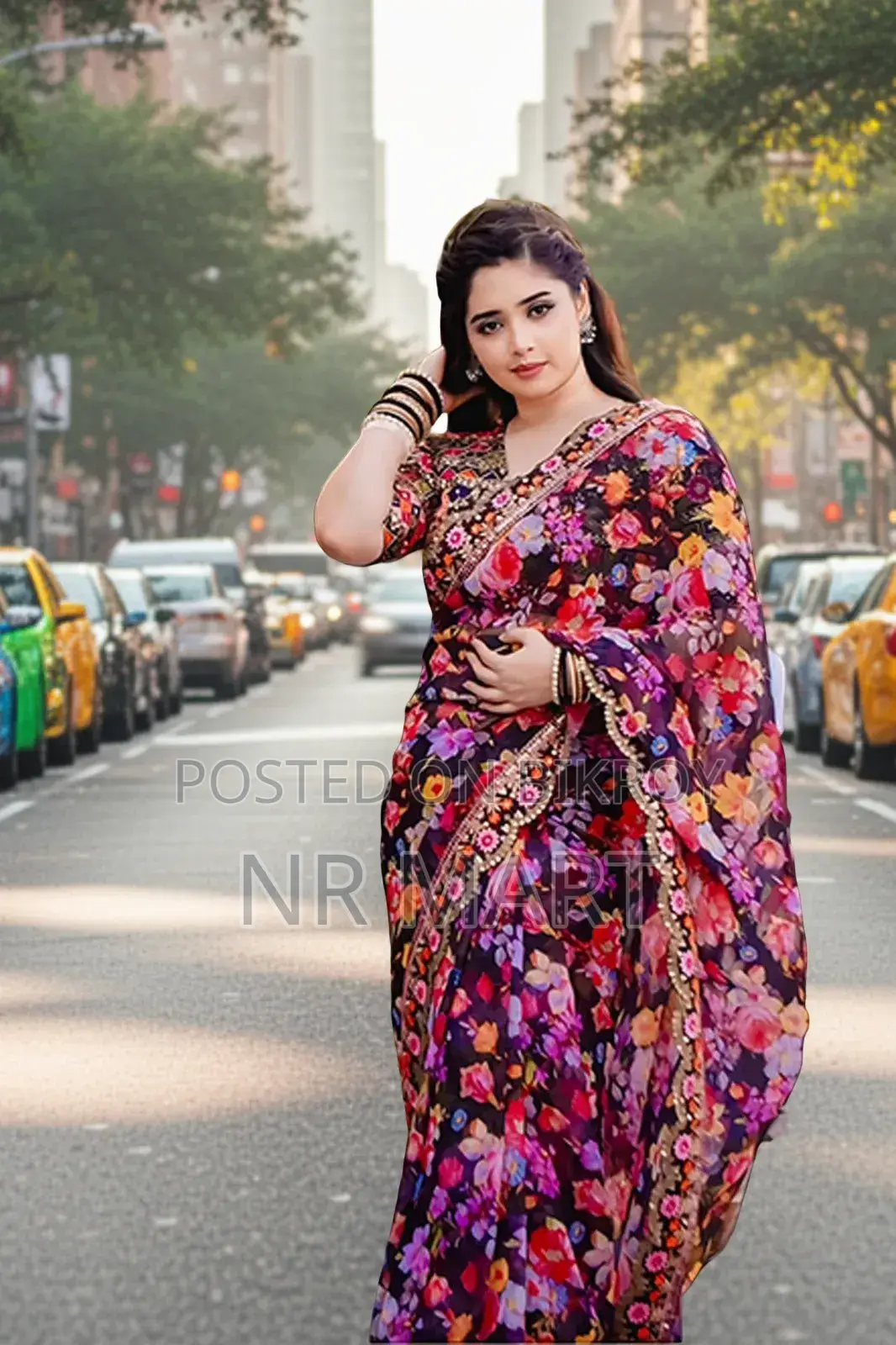 Premium Digital Print Saree with Blouse Piece