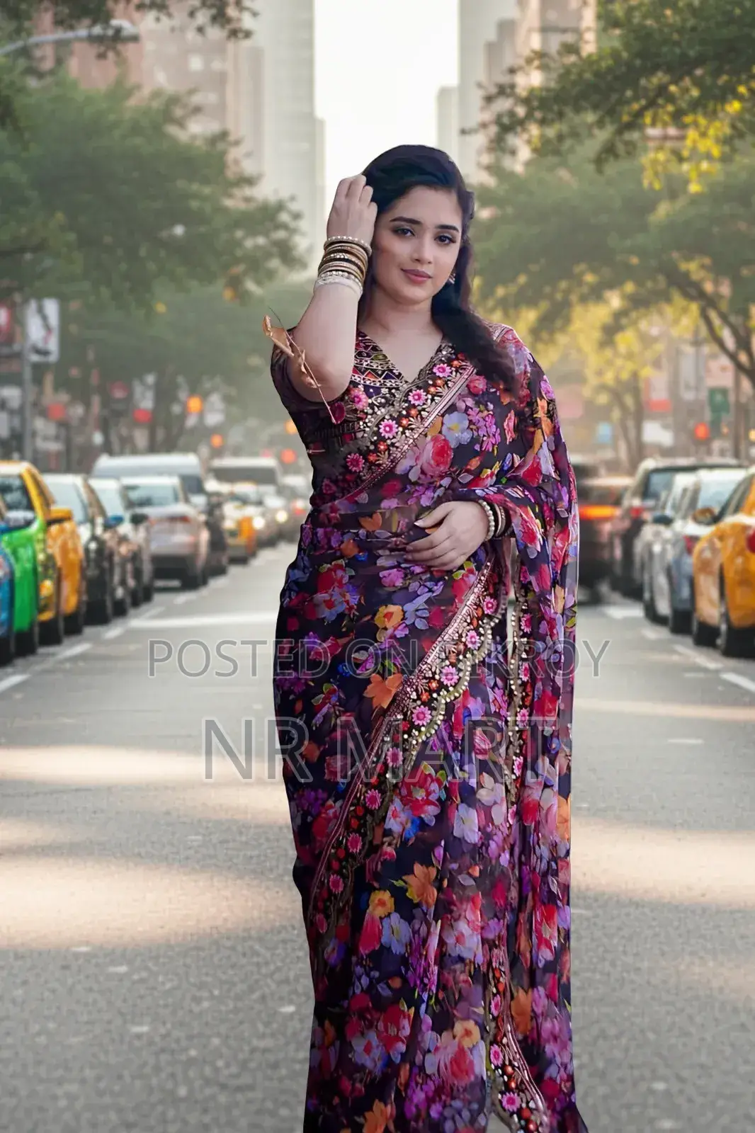 Premium Digital Print Saree with Blouse Piece