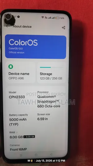 Oppo A96 256 GB Black
