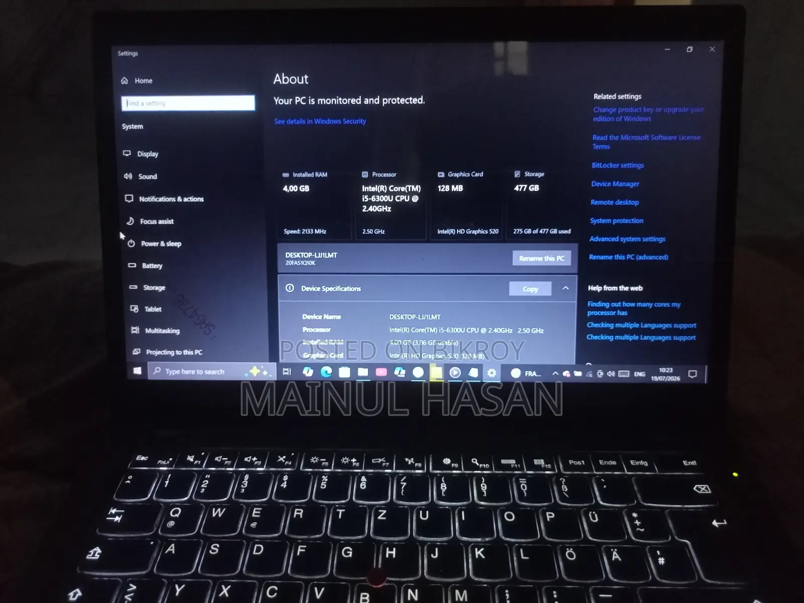 Laptop Lenovo ThinkPad T460s 4GB Intel Core I5 SSD 512GB