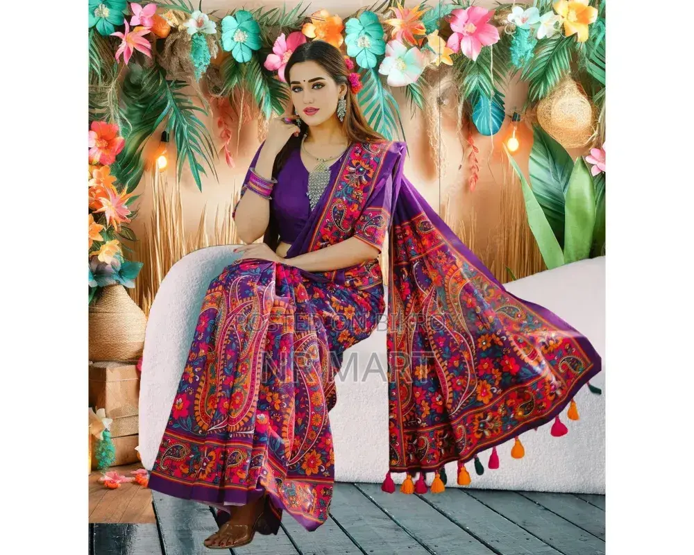  ডিজিটাল প্রিন্ট শাড়ি সাথে ব্লাউজ পিস